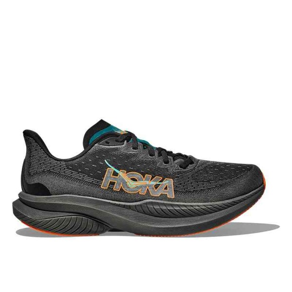HOKA MACH 6 MENS BLACK/ELECTRIC TANGERINE HOKA MACH 6 MENS BLACK/ELECTRIC TANGERINE
