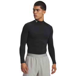 UA HG ARMOUR COMP MOCK LS BLACK/WHITE