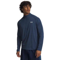 UA TECH TEXTURED 1/2 ZIP WHAMBLUE/WHITE