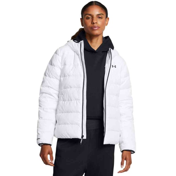 UA W LEGEND DOWN HOODED JACKET WHITE/BLACK