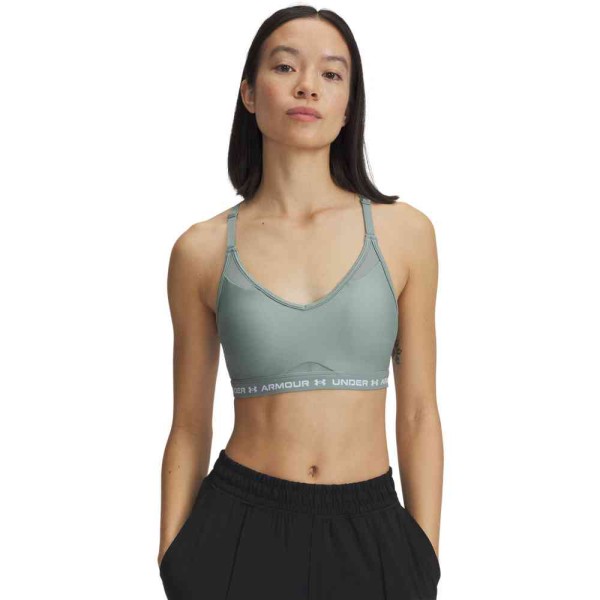 UA CROSSBACK LOW BRA SILICAGREEN/WHITE