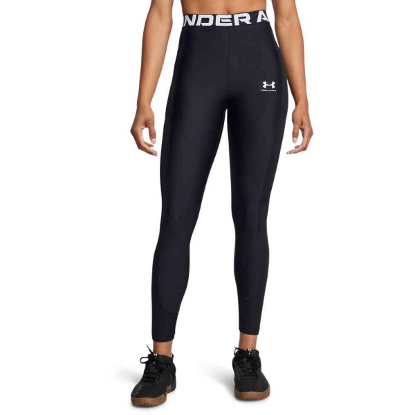 UA HEATGEAR RIB LEGGING BLACK/WHITE UA HEATGEAR RIB LEGGING BLACK/WHITE