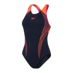 SPEEDO WOMENS PLMT PT LNBK AF NAVY/ORA VESTIDO DE BAÑO