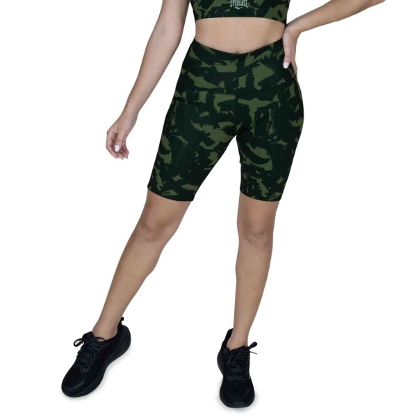 BIKER SHORT FEM POLY/SPX EVERLAST ABSTRACT GR/BK