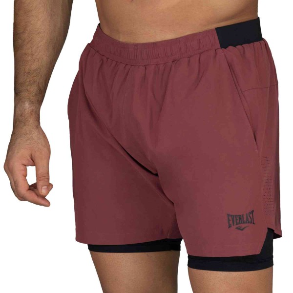 SHORT 2IN1 MEN POLY/SPX EVERLAST PIONEER 5" WINE M6 S