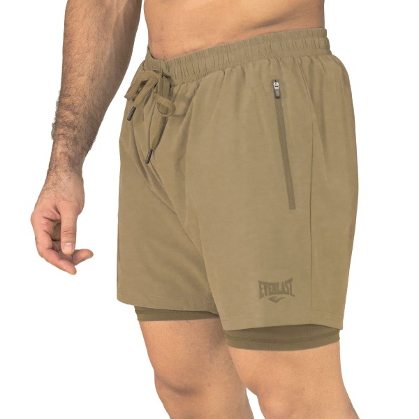 SHORT 2N1 MEN POLY/SPX EVERLAST 5PLG FORCE GN 