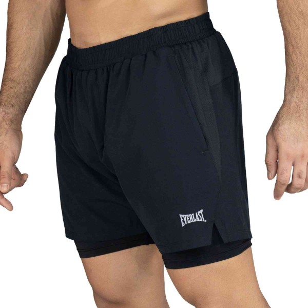 SHORT 2IN1 MEN POLY/ELAST EVERLAST STRIDE 5" BK M6 S