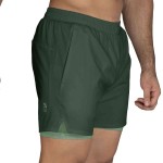 SHORT 2IN1 MEN POLY/ELAST EVERLAST STRIDE 5" GN M6 S